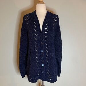 Vintage 90’s Liz Sport by Liz Claiborne Crochet Grandpa Cardigan